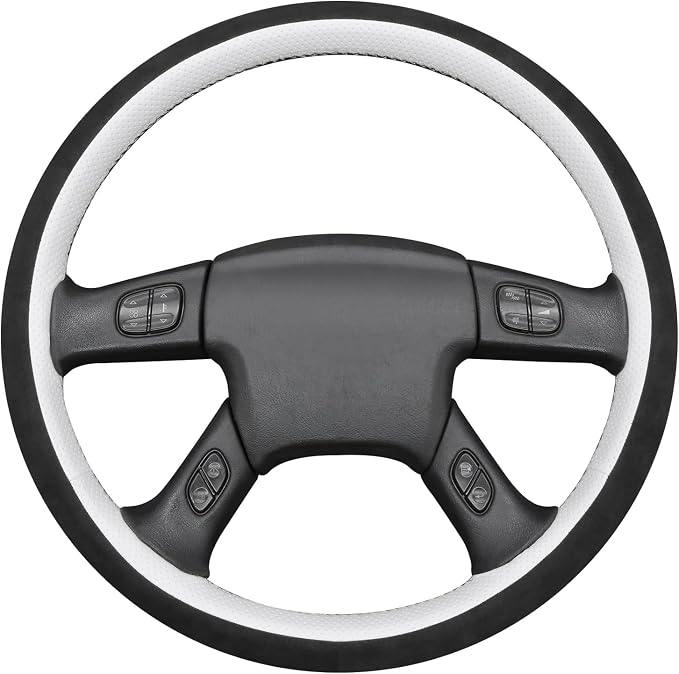 MEWANT Hand Stitched Steering Wheel Cover for Chevy Silverado 1500 2003-2006 9002 Athsuede Faux Leather Steering Wrap