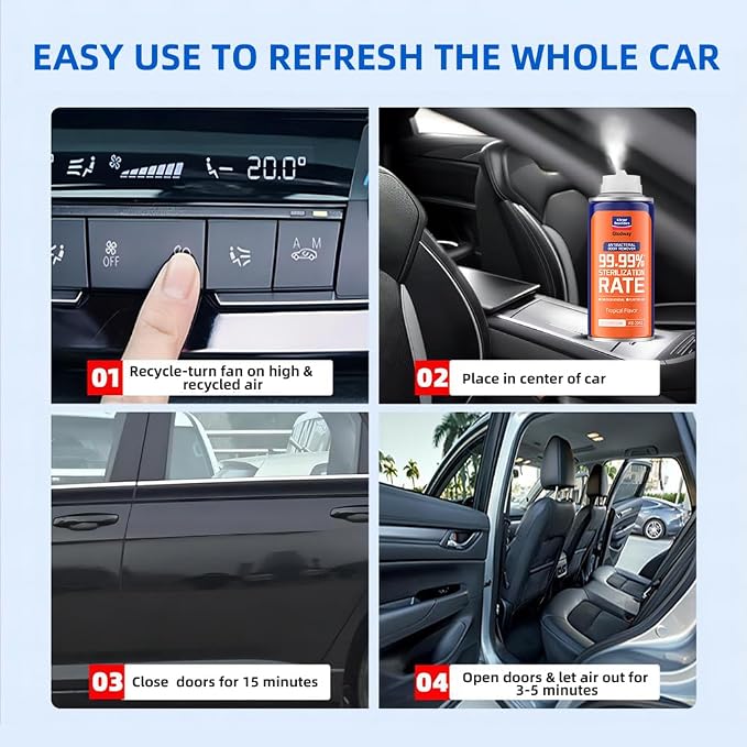 Glodway Car Air Freshener Spray,Deodorizer Odor Eliminator Remover Fogger,Long Lasting Tropical Flavor Scent,6 Ounce(Pack of 3)