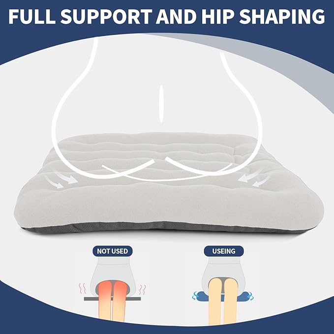 BUYUE Good Support Office Chair Cushion Padded, Soft Velvet Comfortable Non-Slip Seat Cushion for Computer Desk Kitchen Chair (1 Count, Light Gray)