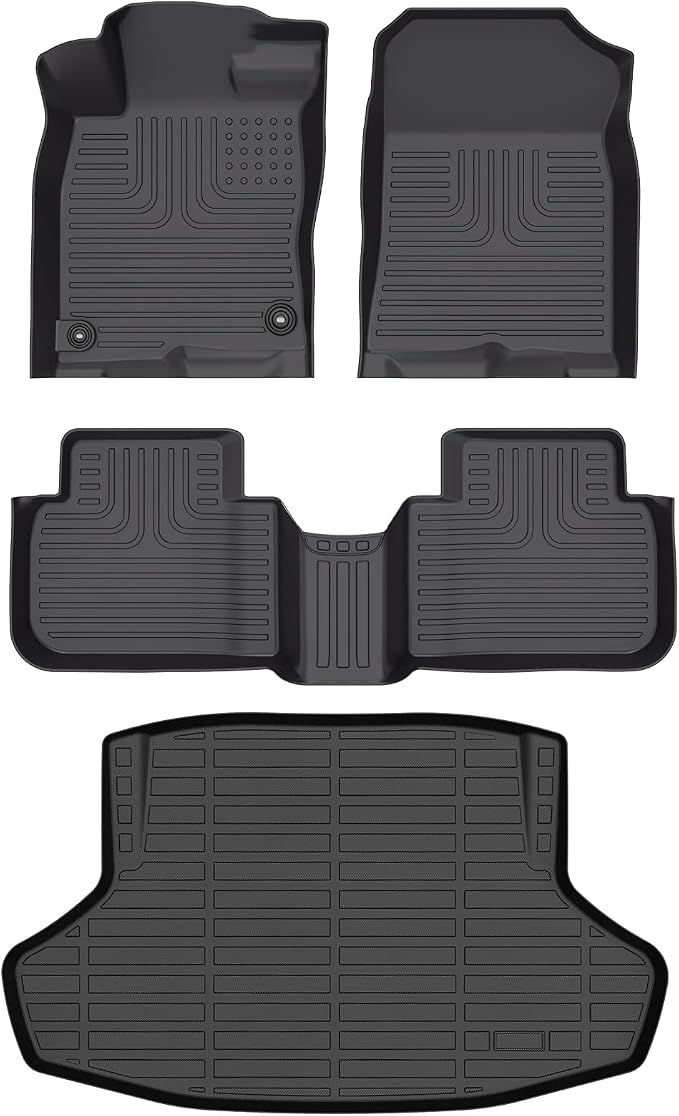 HAFIDI® Floor Mats & Cargo Liner Set Fit for 2022 2023 2024 2025 2026 Honda Civic Sedan Only (Civic Sedan Only, Not for Hatchback) All Weather TPE Car Full Set Floor Liners Custom Accessories - Black