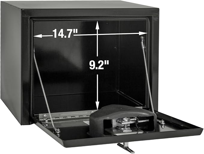 Buyers Products 1703349 Black Steel Underbody Truck Box with T-Handle Latch, 14 x 12 x 18 Inch, Contractor Toolbox For Organization And Storage, Job Tool Chest