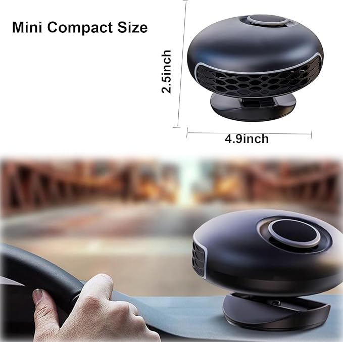 Car Heater, 12V 180W 2IN1 Heating & Cooling Fan, Portable Defroster for Car Windshield, with Plugs in Cigarette Lighter,Fast Heating Defrost Defogger with Suction Holder