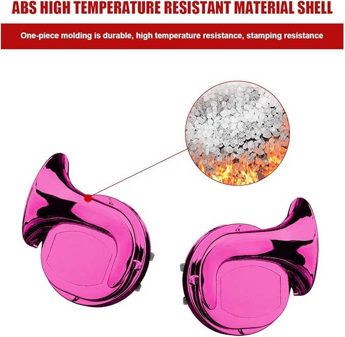 2PCS 300DB Super Loud Train Horns, 12V Waterproof Air Horns Replacement Kit, Car Air Electric Snail Double Horn, Automotive Accessories Universal for Motorcycle, Truck, Bike, Boat (Pink)