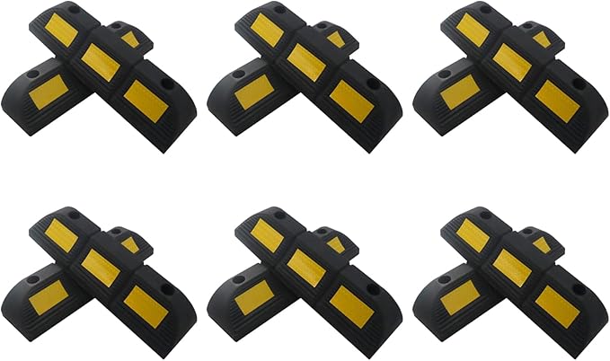 Vacallity 12 Pcs 3.5"H Heavy Duty Rubber Wheel Stops Parking Stopper for Garage Parking Aid Durable High-Visibility Tire Blocks Parking Aid Gadgets Tire Stops for Cars Trucks RV with Bolt Installation