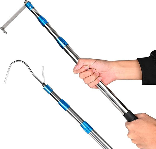Kojcijs 6.3 Ft Truck Cargo Grabber Reach Retriever Tool with Two Hooks, Pickup Truck Bed Heavy Duty Truck Accessories Telescoping Pole