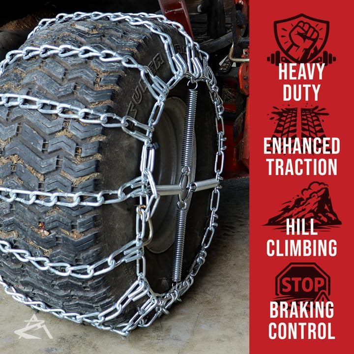 The ROP Shop Pair of 2 Link Tire Chains & Tensioners 24x10.5x12
