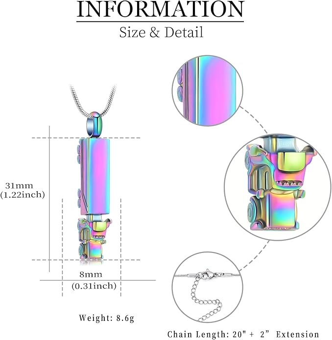 shajwo 18 Wheeler Semi Truck Urn Necklace for Ashes for Men Women Cremation Jewelry of Loved Ones Memorial Locket Pendant
