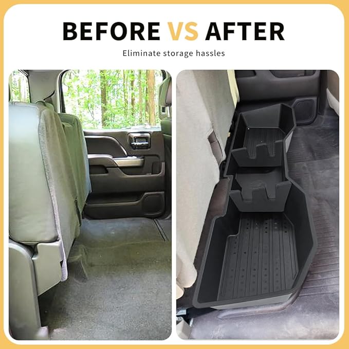 MAXDOM Under Seat Storage Fit for (2007-2018) Chevy Silverado 1500/GMC Sierra 1500 (2007-2019) 2500HD 3500HD Crew Cab Rear Underseat Organizer Box