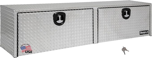 Buyers Products 1701551 Silver Aluminum Diamond Tread Topsider Truck Tool Box, 72x13x16 Inch, Made in USA, Professional Grade, Heavy Duty, Corrosion Resistant, Dual Drop Doors, Compression Latch