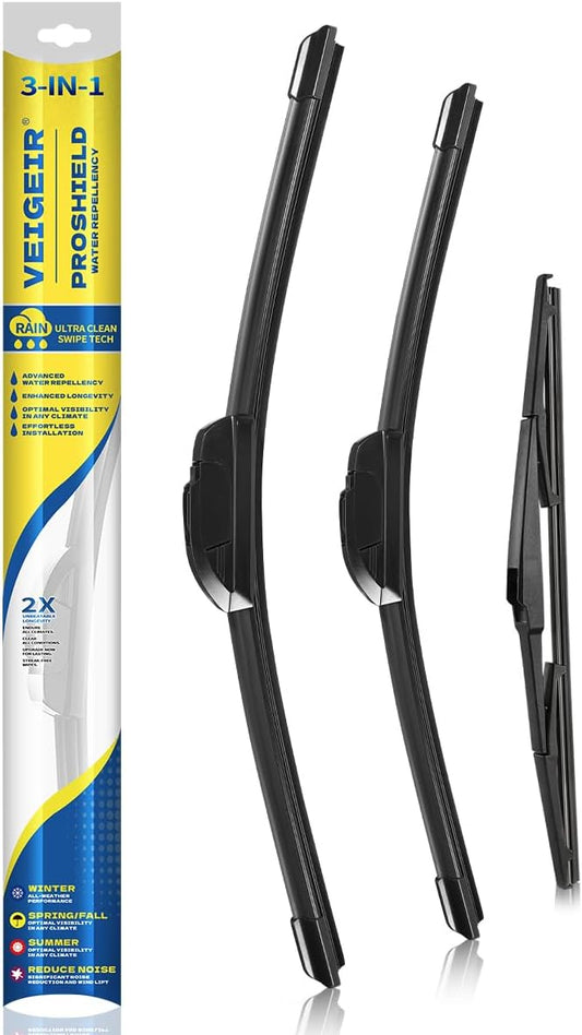 3 Pack Windshield Wiper Blades Compatible With Toyota Sienna 2020 2019 2018 2017 2016 2015 2014~2011 Automotive Replacement Front Rear Wiper Blades Set For My Car - 28" 20" 16"