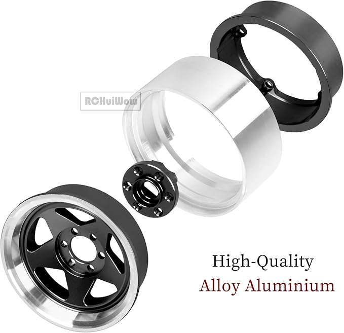 RC Alloy 1.9" Beadlock Wheels and Tires for 1/10 RC Crawler TRX4 SCX10 SCX10 III 90046 D90,1.9 RC Wheels and Tires 1.9 Beadlock Tires RC Rims,4 Packs,Black