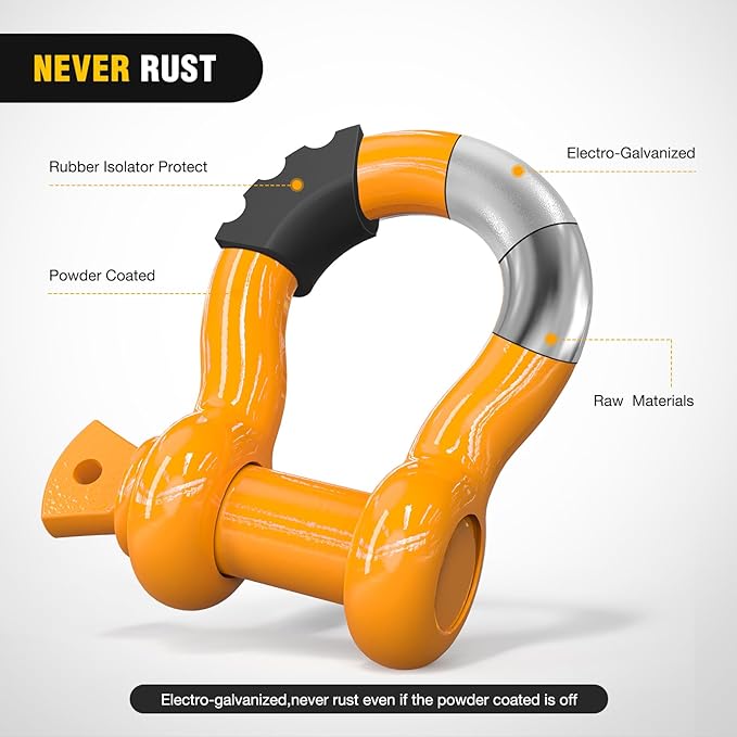 Nilight 2 Pack 3/4" D-Ring Shackle with 7/8" Screw Pin 41,887lbs Break Strength, Heavy Duty Off Road Recovery Shackle with Isolators Washers for Use with Tow Strap, Winch, Off-Road Truck Vehicle
