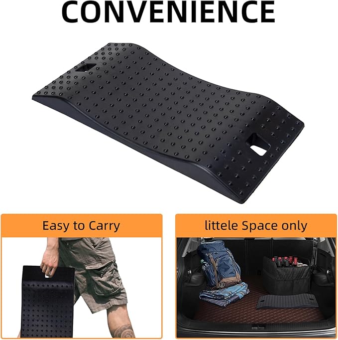 Tire Saver Ramps Rubber Fitted Wheel Design Car Tire Ramps for Flat Spot and Flat Tire Prevention, Durable Anti-Slip Pads for Storage with Handbag, Easy to Carry (4 Pack)