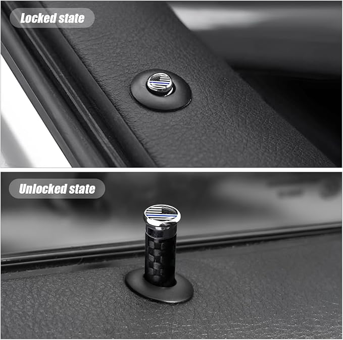 Moly Magnolia 4PCS Car Door Lock Knobs, American Flag Carbon Fiber Door Lock Pin Cover, Decorative Modification Door Lock Bolt Pin Cover, Auto Accessories Universal for SUV, Truck, Van (Style C)