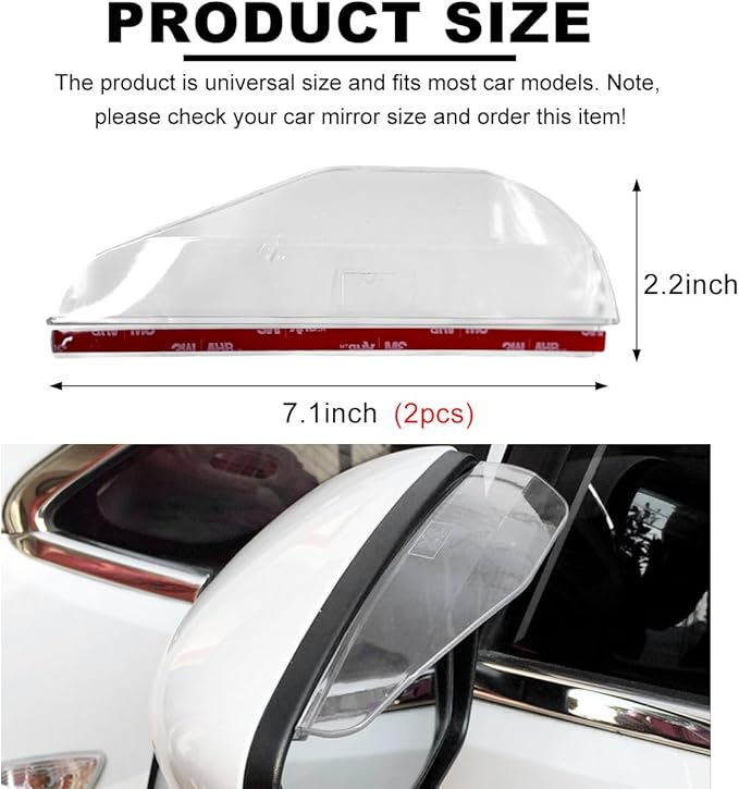 Wevdn 2 PCS Mirror Rain Visor Eyebrow, Waterproof PVC Auto Exterior Rear View Mirror Rain Visor Guard, Rainproof Side Mirror Rain Visor Eyebrow Cover for SUV Truck, Car Accessories (Transparent)