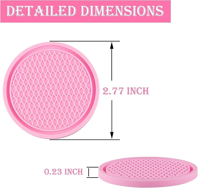 SINGARO Car Cup Coaster, 4PCS Universal Non-Slip Cup Holders Embedded in Ornaments Coaster, Car Interior Accessories, Pink