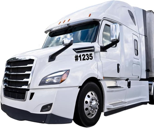 Custom Truck Number Decals, Vinyl Lettering Stickers for Semi Trucks and Commercial Vehicles Set of 2 (4" Height Lettering)