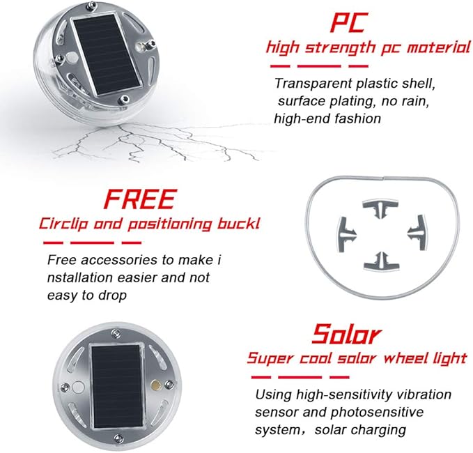 Sidaqi Solar Energy Car Wheel Hub Lamp LED Tire Lights with Motion Sensors - 4PCS Colorful Decorative Waterproof LED Wheel Lights for Cars, Motorcycles, Bicycles