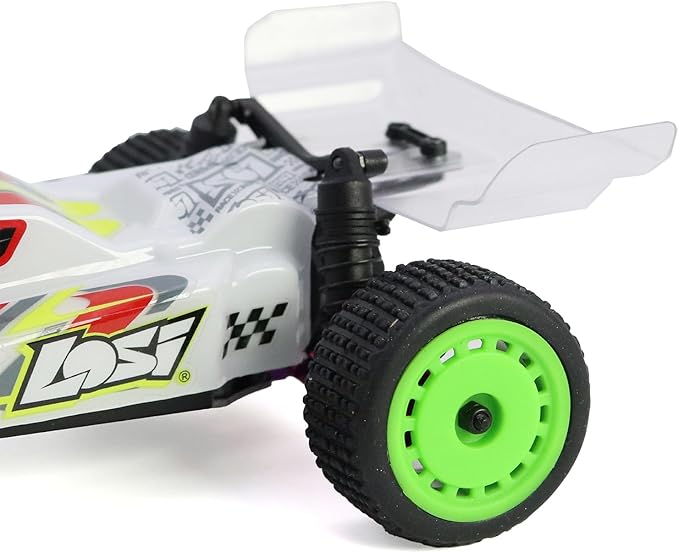Pre-Mounted Pin Buggy Tires and Wheels Rims Hub Tires Set for 1/24 Losi Micro-B 1/28 Losi Micro-T Wltoys 244016 Upgrade Part (White Micro-T)