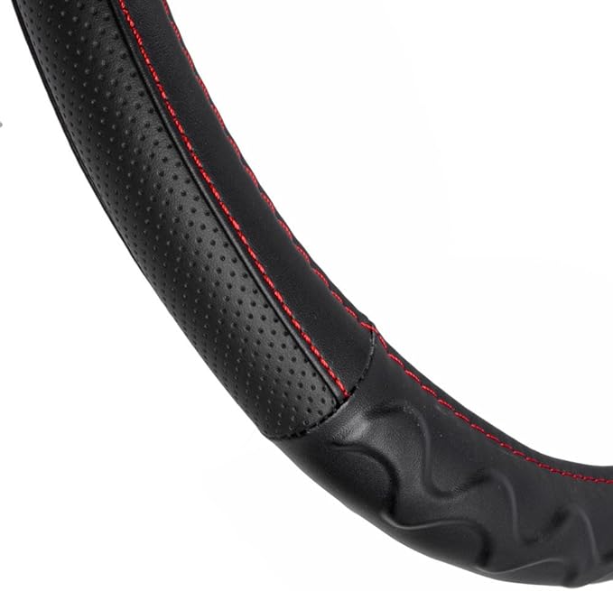Motor Trend 18" Inch Steering Wheel Cover for Big Rigs Trucks Semis Truckers RVs 18-Wheelers Freight Carrier Tow Trucks Tankers Transporters, Insulated Soft Comfortable, Improve Grip Fatigue - Black
