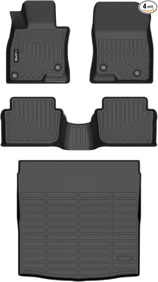 Floor Mats & Cargo Liner Custom for Mazda 3 2014-2018(Only Fits Sedan Models) All Weather Protection TPE Floor Liners Front & Rear Row Full Set Accessories - Black