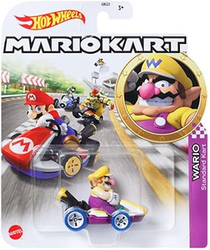 Hot Wheels Mario Kart Die-Cast Character Cars Collection, Bundle of 8, Nintendo Gaming Vehicles GBG25-957M