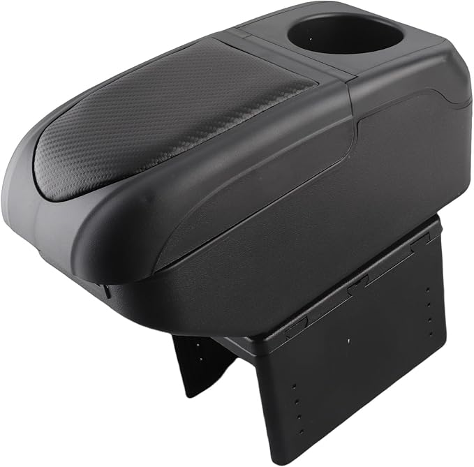 Universal Car Armrest Box with 6 USB Charging Ports Double Layer Car Organizers and Storage Car Arm Rest Console Organizer for SUV Truck Car (Black)