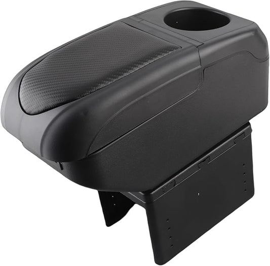 Universal Car Armrest Box with 6 USB Charging Ports Double Layer Car Organizers and Storage Car Arm Rest Console Organizer for SUV Truck Car (Black)