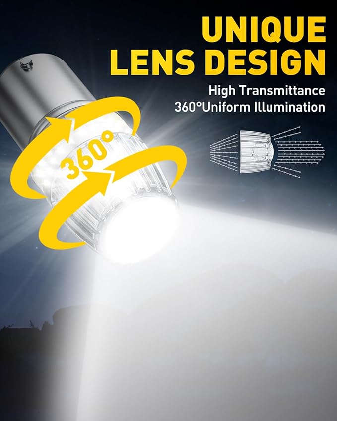 AUXITO Latest 1157 LED Bulb White Reverse Lights, 700% Brighter 2057 2357 7528 BAY15D LED Bulbs with Projector for Backup Parking Tail Brake Signal Marker Daytime Running Light, Pack of 2