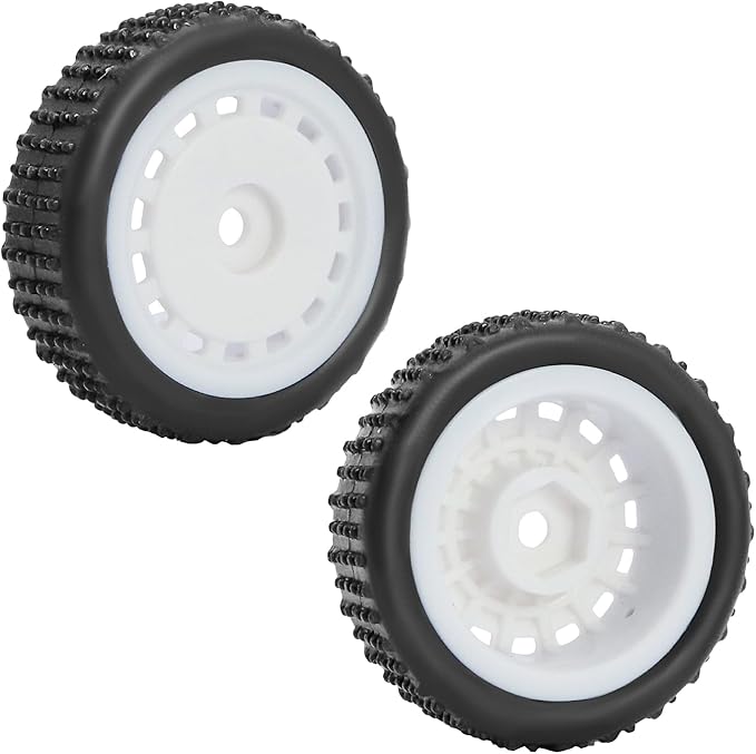 Pre-Mounted Pin Buggy Tires and Wheels Rims Hub Tires Set for 1/24 Losi Micro-B 1/28 Losi Micro-T Wltoys 244016 Upgrade Part (White Micro-T)