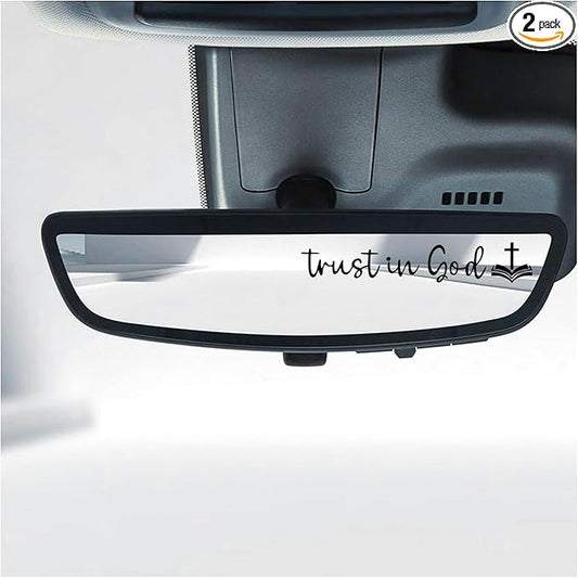 DXNQ 2 PCS Trust in God Rearview Mirror Decals, Automotive Vinyl Rear View Mirror Decorative Stickers, Waterproof Trust in God Stickers for Car Truck Laptop, Car Accessories (Black,Style 2)