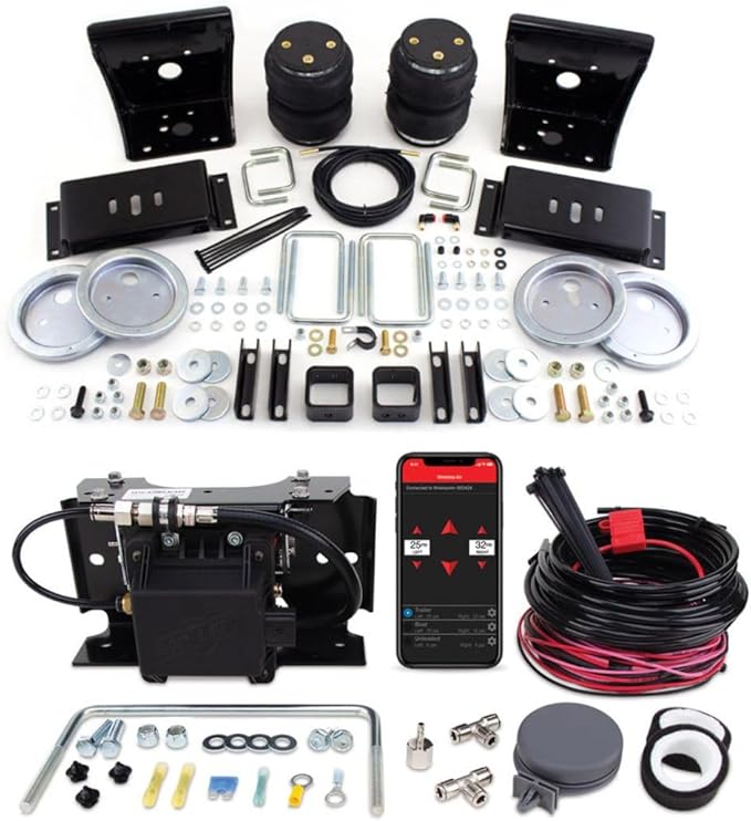 TrendsAuto Air Lift LoadLifter 5000 Air Spring Kit & WirelessAir 2nd Gen Compressor EZ Mount App Only fits 2005 2010 F250 F350 Super Duty 4WD RWD | Dual-Path Control | Includes TrendsAuto Decal