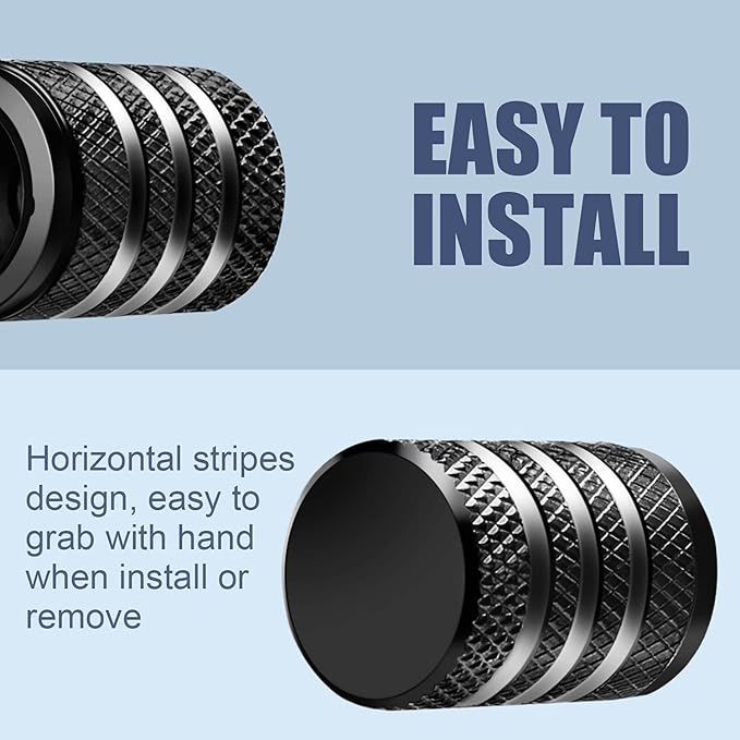 Tire Valve Stem Cap Cover - (5 Pack) Tire Air Caps Metal with Plastic Liner Corrosion Resistant Leak-Proof for Car Truck Motorcycle SUV and Bike Black
