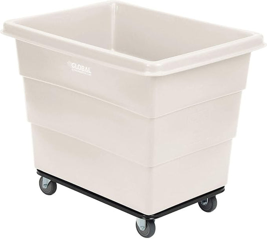 Global Industrial 12 Bushel Plastic Bulk Box Truck, Steel Chassis Base, 1000 lbs. Capacity, 4" Non-Maring Rubber Casters, White, 38-2/5"L x 28-9/10"W x 33" H