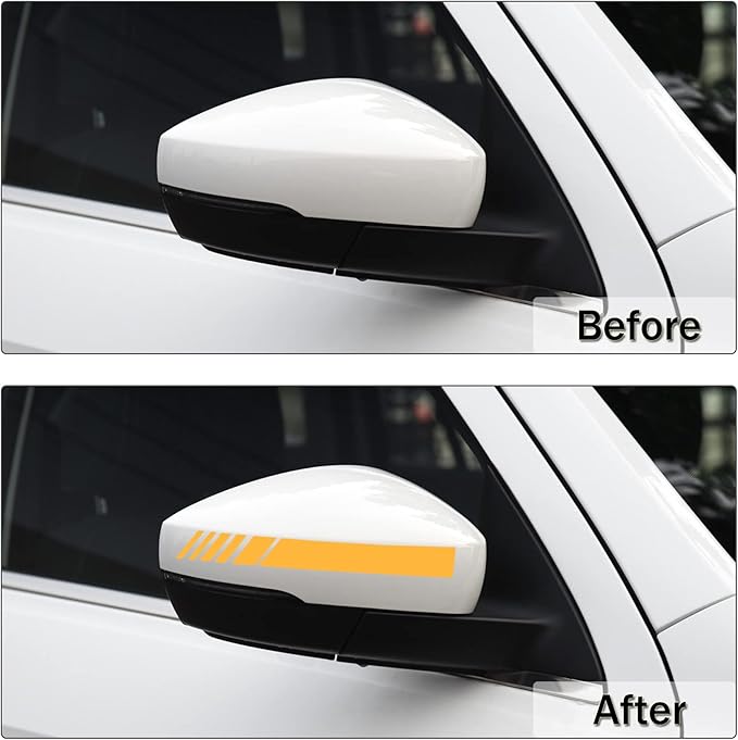 SINGARO Car Rear View Mirror Stickers Decor Car Body Sticker Vinyl 4pcs (Yellow)