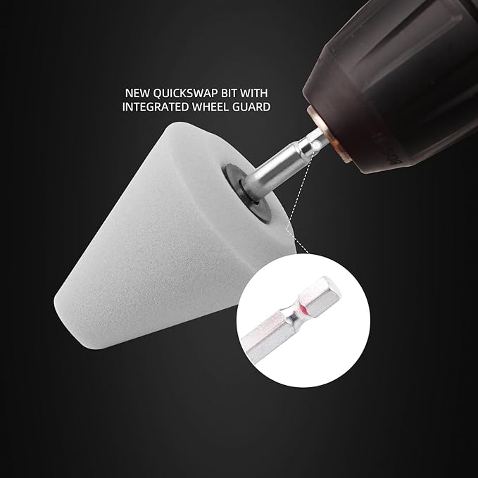 SPTA Polishing Cone, Car Wheel Hub Drill Buffing Sponge Pads Kit, Polishing Ball (T40 Light Cut & Fnish Polishing Cone)