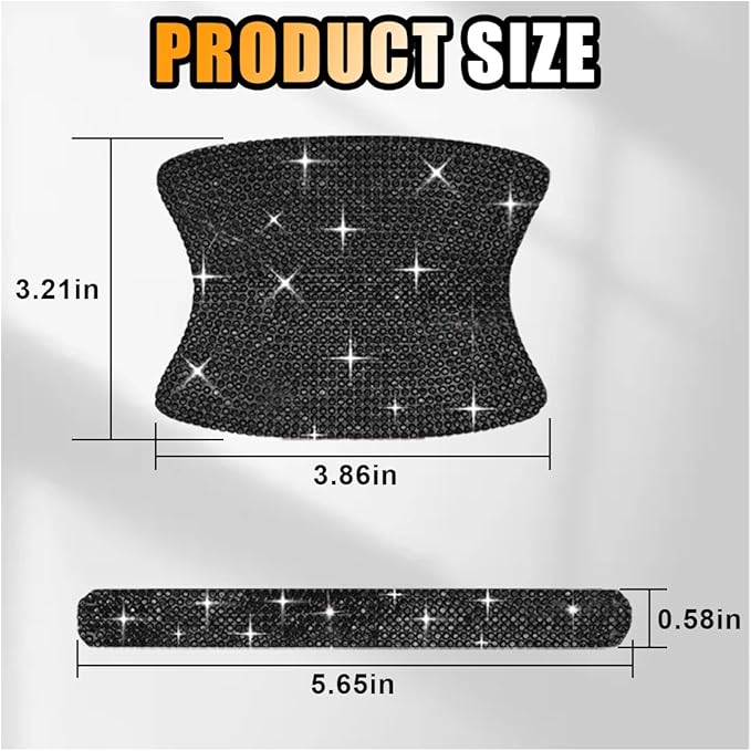 JOYCOURT 10PCS Bling Car Door Handle Anti-Scratch Sticker, Universal Car Doors Handles Protective Cover, Shiny Rhinestone Auto Decor Accessories for Women (Black)