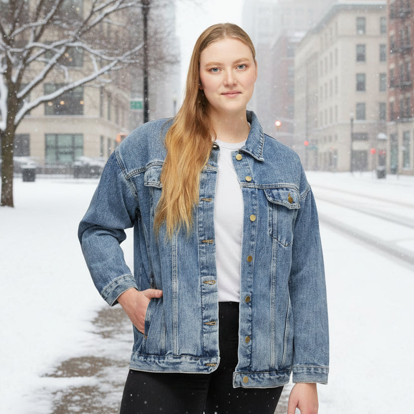Denim Jacket — 'Tougher Attitude' Retro Patch Women's Jean Jacket