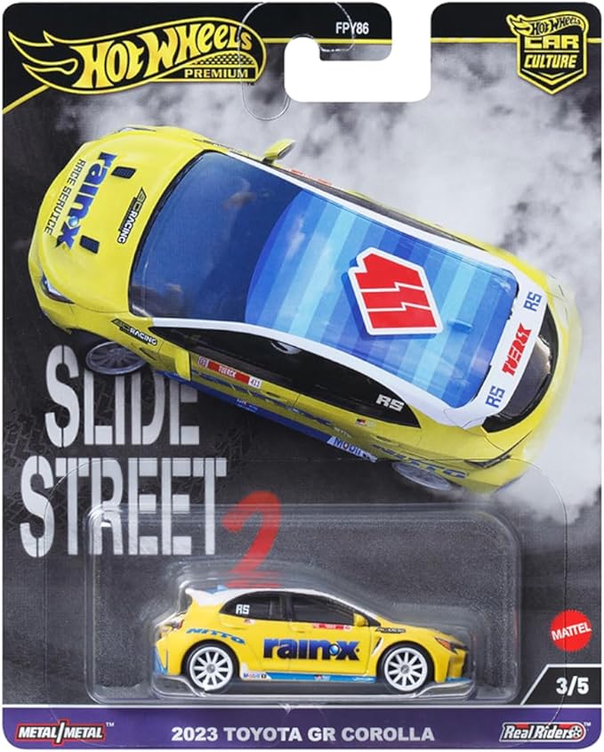 Hot Wheels 2024 Car Culture Slide Street 2 – 5-Pack (FPY86-959H) | Nissan Z, Lamborghini Huracán, GR Corolla, 240SX, Mustang RTR | 1:64 Die-Cast Vehicles for Collectors & Kids Ages 3+