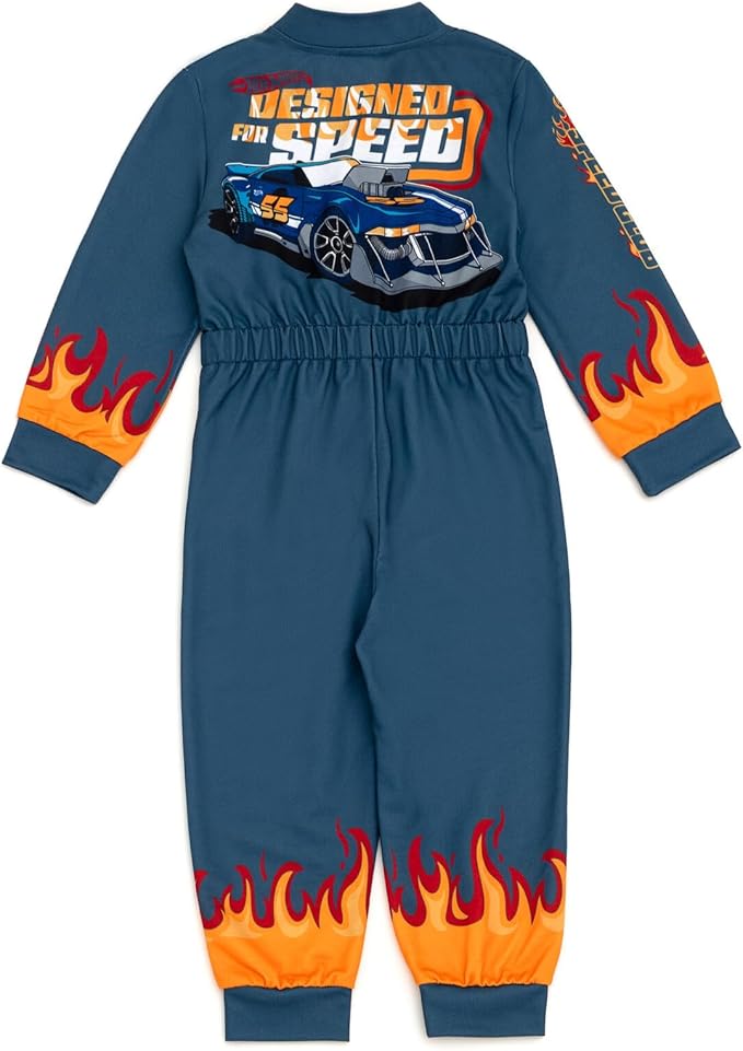 Hot Wheels French Terry Racing Zip Up Coverall Toddler to Big Kid Sizes (2T - 10-12)