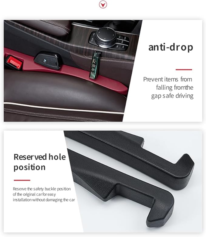 IHOTDER 2PCS Car Seat Gap Filler - Car Seat Gap Filler Organizer for Holding Phone,Key,Purse - Universal Car Gap Filler Fits CCar Truck SUV Car Interior Accessories (Burgundy/2PCS)…