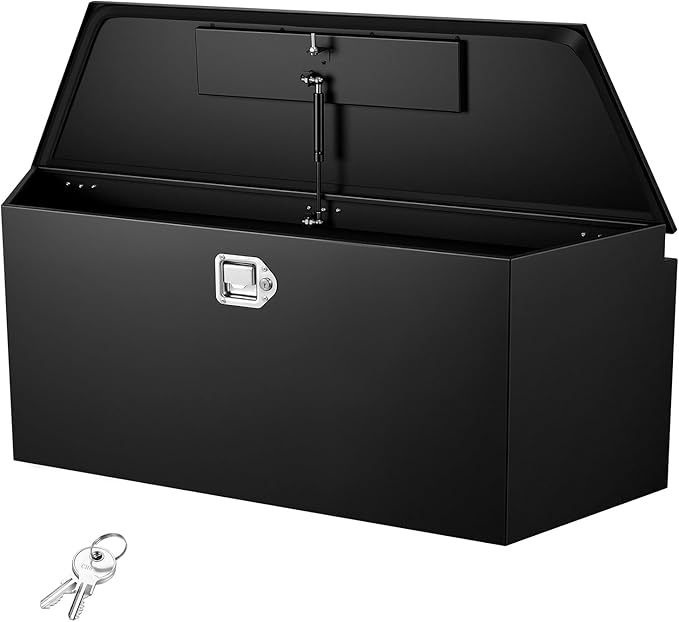 VEVOR Trailer Tongue Box, Heavy Duty Trailer Tongue Tool Box Storage Organizer with Lock & Keys, Utility Tool Chest for Pickup Truck Bed, RV, SUV, Off-Road Vehicle, Steel, 49" x 13.9" x 18.5"