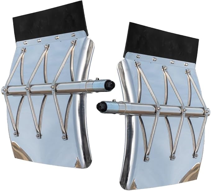 Mytee Products 2 Pair 24" x 24" Stainless Steel Full-Brace Quarter Fender Set for 18-Wheelers & Semi Trailers – Left & Right, Polished Finish with Mounting Kit & Support Rods