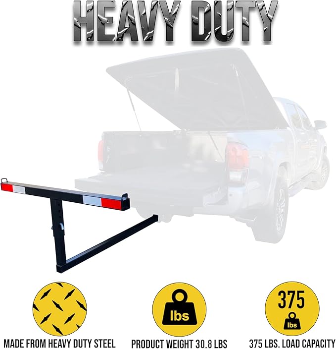 MaxxHaul 70229 Pick-Up Truck Bed Extender - 350 lb Capacity For Ladder, Rack, Canoe, Kayak, Long Pipes and Lumber , Black, 53.2 x 17.2 x 2.5 inches
