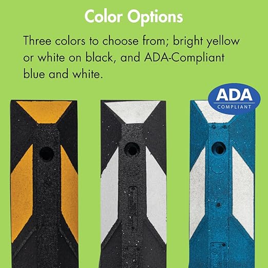 Checkers Park-It® 4 Foot Long 100% Recycled Rubber Parking Stop, 4' x 6" x 4", Parking Lot Curb Wheel Stopper, Highly Visible Black/Yellow, GNRS1410YB
