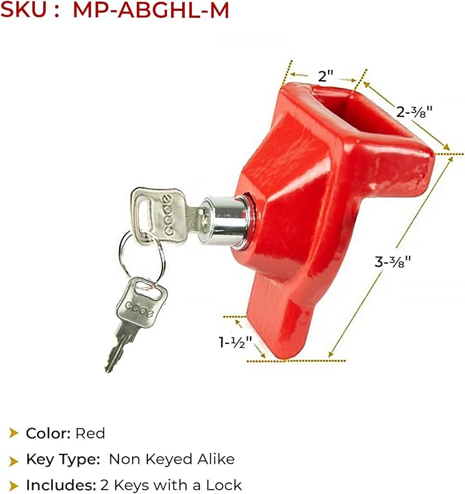 Mytee Products 20 Pack Glad Hand Lock Without Keyed Alike for Air Brake Security, Cast Iron Trailer Emergency Brake Lock for Semi Trucks, Tractor Trailers & Commercial Vehicle Security