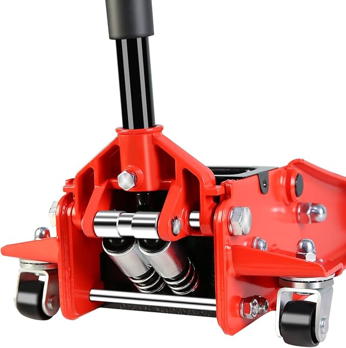 4 Ton Low Profile Floor Jack, Heavy Duty Floor Jack with Dual Pistons Quick Lift Pump, Steel Car Jacks Adjustable Height 4"-21", Hydraulic Trolley Floor Jacks 4 Ton/8000 LBS Capacity, Red