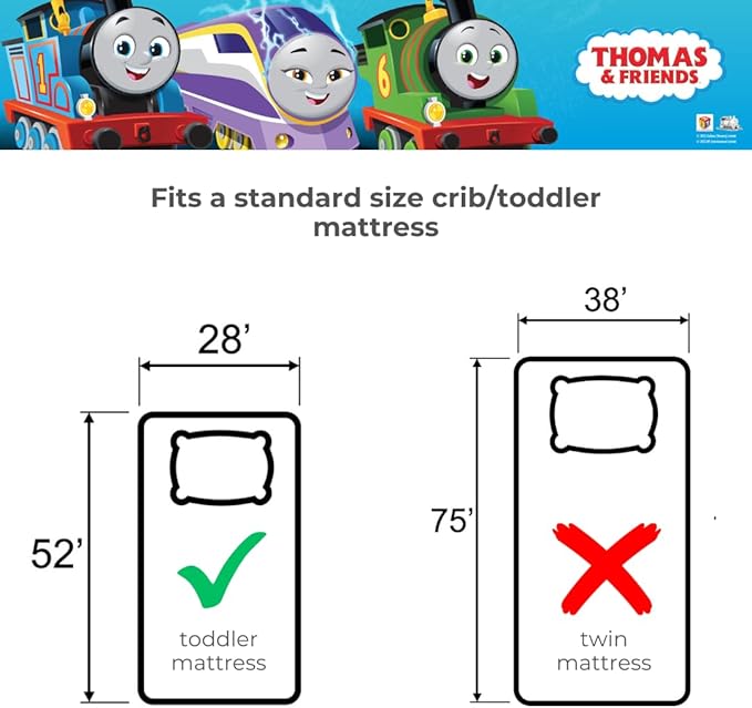 Thomas & Friends 4 Piece Toddler Bed Set – Super Soft & Cozy Reversible Microfiber Comforter and Sheets (Officially Licensed Product) by Franco