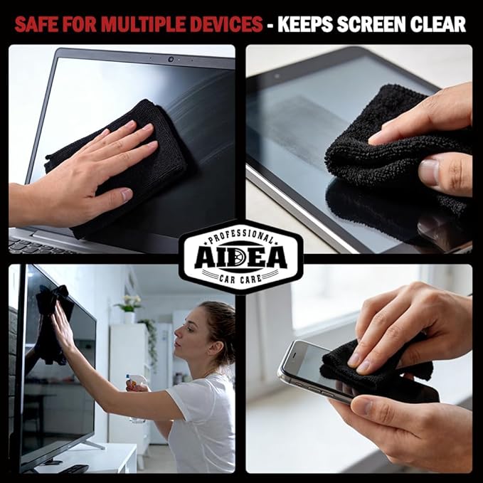 AIDEA Microfiber Cleaning Cloth Black 10PK, Microfiber Towels for Cars, Premium Wash Cloths, Dusting Cloth Lint Free Cleaning Rags for SUVs, House, Kitchen, Window, Cleaning Supplies12×12"