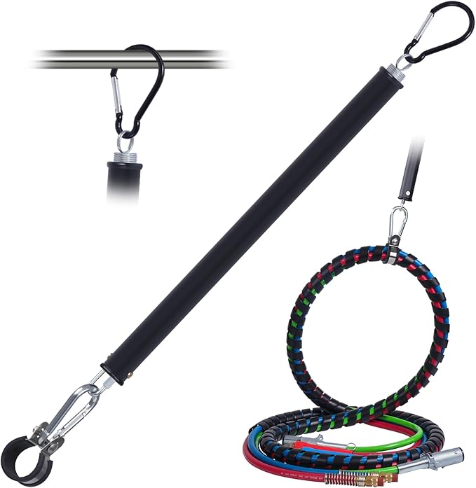 CheeMuii 20" Single Tender Spring Kit with Trailer Hose Holder Heavy Duty Tender Spring for Semi Truck Air Lines Kit 3 in 1 Air Lines Holder for Semi Truck Trailer Tractor